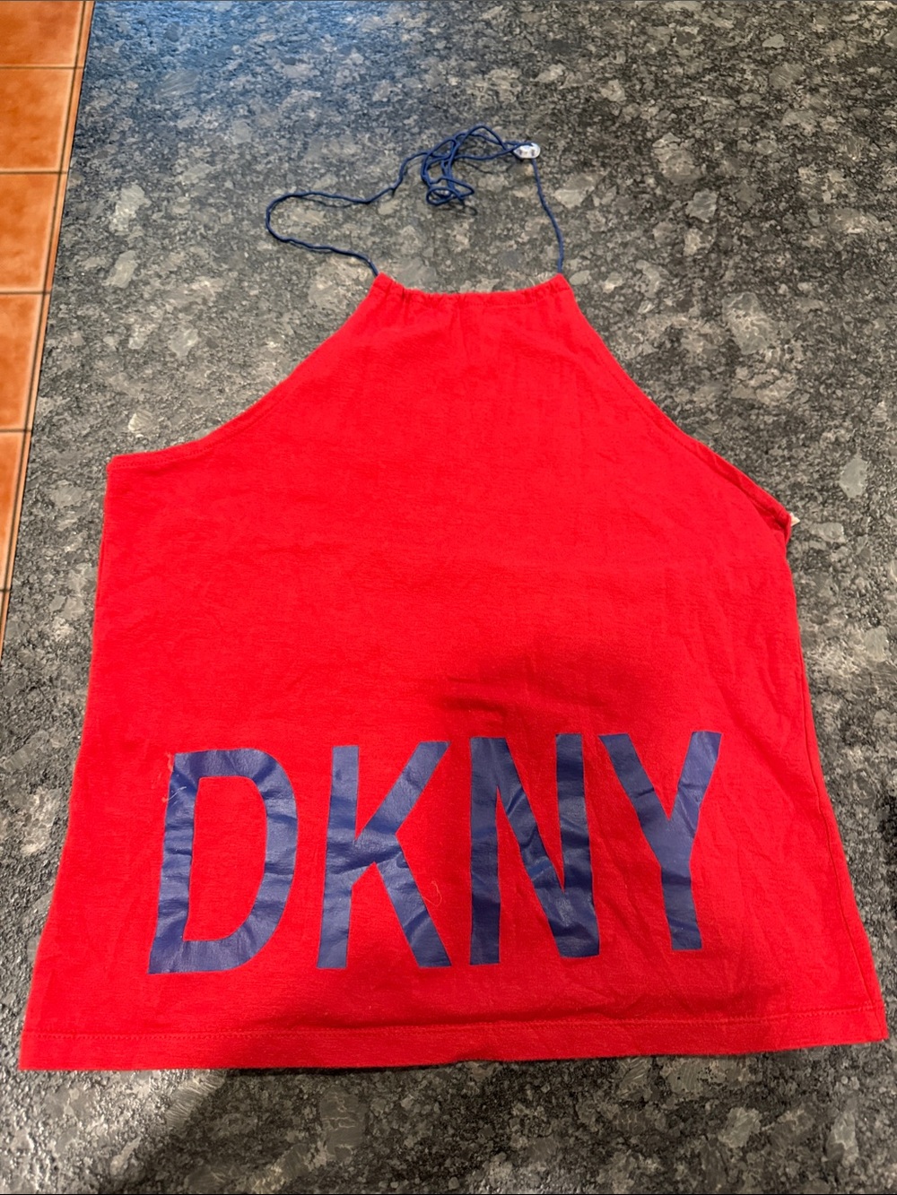 DKNY Red Halter Tank with Navy Logo